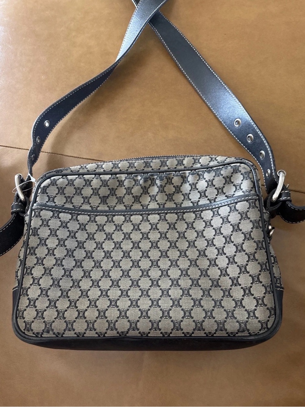 Vintage Celine Triomphe Patterned Canvas And BlueLeather Crossbody/shoulder bag - Picture 2 of 16